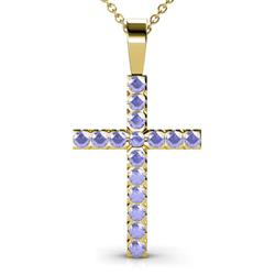 Aja Tanzanite Cross Pendant Tanzanite Womens Cross Pendant Necklace ctw K Yellow GoldIncluded Inches K Yellow Gold Chain