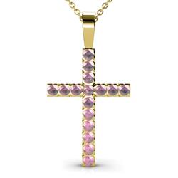 Aja Pink Tourmaline Cross Pendant Pink Tourmaline Womens Cross Pendant Necklace ctw K Yellow GoldIncluded Inches K Yellow Gold Chain