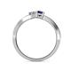 5 - Olena Diamond and Blue Sapphire with Side Diamonds Bypass Ring 
