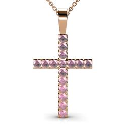 Aja Pink Tourmaline Cross Pendant Pink Tourmaline Womens Cross Pendant Necklace ctw K Rose GoldIncluded Inches K Rose Gold Chain
