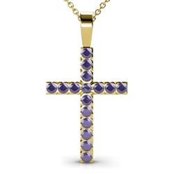 Aja Iolite Cross Pendant Iolite Womens Cross Pendant Necklace ctw K Yellow GoldIncluded Inches K Yellow Gold Chain