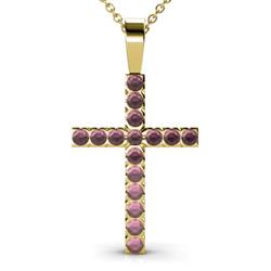 Aja Rhodolite Garnet Cross Pendant Rhodolite Garnet Womens Cross Pendant Necklace ctw K Yellow GoldIncluded Inches K Yellow Gold Chain