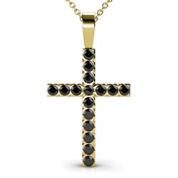 Aja Black Diamond Cross Pendant Black Diamond Womens Cross Pendant Necklace ctw K Yellow GoldIncluded Inches K Yellow Gold Chain