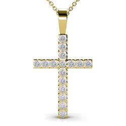 Aja White Sapphire Cross Pendant White Sapphire Womens Cross Pendant Necklace ctw K Yellow GoldIncluded Inches K Yellow Gold Chain