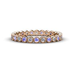 Arria Tanzanite and Diamond Eternity Band Tanzanite and Diamond Bezel Set Milgrain Womens Eternity Ring Stackable ctw K Rose Gold