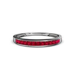 Aqilia Princess Cut Ruby Stone Wedding Band Princess Cut Ruby ctw Stone Channel Set Womens Wedding Band Stackable K White Gold