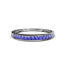 Aqilia Princess Cut Tanzanite Stone Wedding Band Princess Cut Tanzanite ctw Stone Channel Set Womens Wedding Band Stackable K White Gold