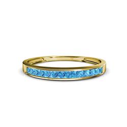 Aqilia Princess Cut Blue Topaz Stone Wedding Band Princess Cut Blue Topaz ctw Stone Channel Set Womens Wedding Band Stackable K Yellow Gold