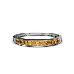 Aqilia Princess Cut Citrine Stone Wedding Band Princess Cut Citrine ctw Stone Channel Set Womens Wedding Band Stackable K White Gold