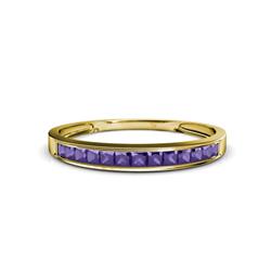 Aqilia Princess Cut Iolite Stone Wedding Band Princess Cut Iolite ctw Stone Channel Set Womens Wedding Band Stackable K Yellow Gold