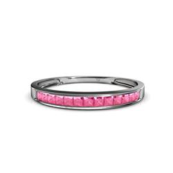 Aqilia Princess Cut Pink Tourmaline Stone Wedding Band Princess Cut Pink Tourmaline ctw Stone Channel Set Womens Wedding Band Stackable K White Gold