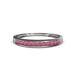 Aqilia Princess Cut Rhodolite Garnet Stone Wedding Band Princess Cut Rhodolite Garnet ctw Stone Channel Set Womens Wedding Band Stackable K White Gold