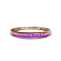Aqilia Princess Cut Amethyst Stone Wedding Band Princess Cut Amethyst ctw Stone Channel Set Womens Wedding Band Stackable K Rose Gold