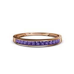 Aqilia Princess Cut Iolite Stone Wedding Band Princess Cut Iolite ctw Stone Channel Set Womens Wedding Band Stackable K Rose Gold