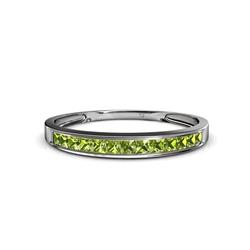 Aqilia Princess Cut Peridot Stone Wedding Band Princess Cut Peridot ctw Stone Channel Set Womens Wedding Band Stackable K White Gold