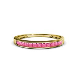 Aqilia Princess Cut Pink Tourmaline Stone Wedding Band Princess Cut Pink Tourmaline ctw Stone Channel Set Womens Wedding Band Stackable K Yellow Gold