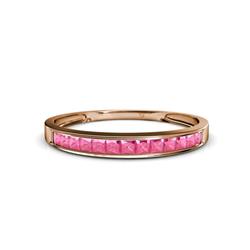 Aqilia Princess Cut Pink Tourmaline Stone Wedding Band Princess Cut Pink Tourmaline ctw Stone Channel Set Womens Wedding Band Stackable K Rose Gold