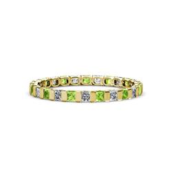 Clarissa Princess Cut Peridot and Diamond Eternity Band Princess Cut Peridot and Diamond ctw Channel Set Womens Eternity Ring Stackable K Yellow Gold