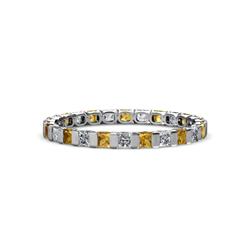 Clarissa Princess Cut Citrine and Diamond Eternity Band Princess Cut Citrine and Diamond ctw Channel Set Womens Eternity Ring Stackable K White Gold
