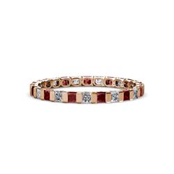 Clarissa Princess Cut Red Garnet and Diamond Eternity Band Princess Cut Red Garnet and Diamond ctw Channel Set Womens Eternity Ring Stackable K Rose Gold