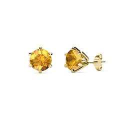 Kenna Citrine Martini Solitaire Stud Earrings Citrine Six Prong Martini Solitaire Stud Earrings ctw K Yellow Gold