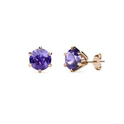 Kenna Iolite Martini Solitaire Stud Earrings Iolite Six Prong Martini Solitaire Stud Earrings ctw K Rose Gold