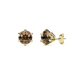 Kenna Smoky Quartz Martini Solitaire Stud Earrings Smoky Quartz Six Prong Martini Solitaire Stud Earrings ctw K Yellow Gold