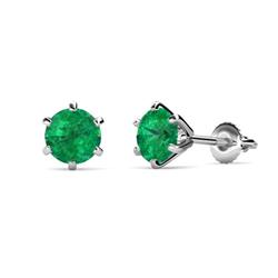 Kenna Emerald Martini Solitaire Stud Earrings Emerald Six Prong Martini Solitaire Stud Earrings ctw K White Gold