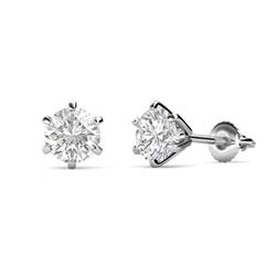 Kenna White Sapphire Martini Solitaire Stud Earrings White Sapphire Six Prong Martini Solitaire Stud Earrings ctw K White Gold