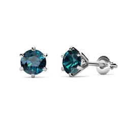Kenna Blue Diamond Martini Solitaire Stud Earrings Blue Diamond Six Prong Martini Solitaire Stud Earrings ctw K White Gold