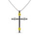 1 - Adna Petite Yellow Sapphire and Diamond Cross Pendant 