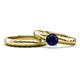 1 - Eudora Classic Blue Sapphire Solitaire Bridal Set Ring 