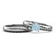 1 - Eudora Classic Aquamarine Solitaire Bridal Set Ring 
