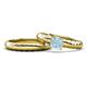 1 - Eudora Classic Aquamarine Solitaire Bridal Set Ring 