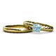 1 - Eudora Classic Aquamarine Solitaire Bridal Set Ring 