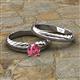 3 - Eudora Classic Pink Tourmaline Solitaire Bridal Set Ring 