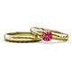 1 - Eudora Classic Pink Tourmaline Solitaire Bridal Set Ring 