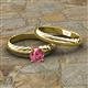3 - Eudora Classic Pink Tourmaline Solitaire Bridal Set Ring 