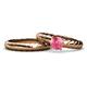 1 - Eudora 0.87 ct Classic Pink Tourmaline Solitaire Bridal Set Ring 