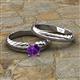 3 - Eudora Classic Amethyst Solitaire Bridal Set Ring 