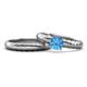 1 - Eudora Classic Blue Topaz Solitaire Bridal Set Ring 