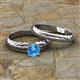 3 - Eudora Classic Blue Topaz Solitaire Bridal Set Ring 
