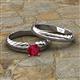 3 - Eudora Classic Ruby Solitaire Bridal Set Ring 