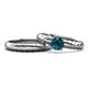 1 - Eudora Classic Blue Diamond Solitaire Bridal Set Ring 