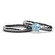 1 - Eudora Classic Aquamarine Solitaire Bridal Set Ring 