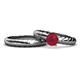 1 - Eudora 0.95 ct Classic Ruby Solitaire Bridal Set Ring 