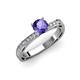 3 - Gwen Iolite and Diamond Euro Shank Engagement Ring 