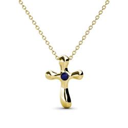 Edena Petite Blue Sapphire Cross Pendant Petite Blue Sapphire Solitaire Womens Cross Pendant Necklace K Yellow GoldIncluded Inches K Yellow Gold Chain