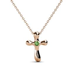 Edena Petite Green Garnet Cross Pendant Petite Green Garnet Solitaire Womens Cross Pendant Necklace K Rose GoldIncluded Inches K Rose Gold Chain