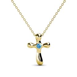 Edena Petite Blue Topaz Cross Pendant Petite Blue Topaz Solitaire Womens Cross Pendant Necklace K Yellow GoldIncluded Inches K Yellow Gold Chain